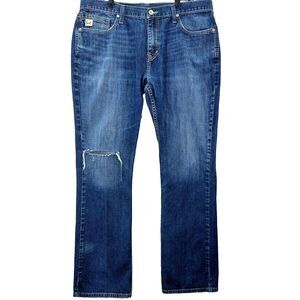 Cinch Ian Jeans Mens 38x34 White Label Blue Denim Straight Leg Distressed Grunge